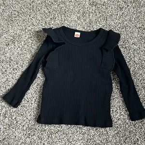 3T toddler girl black top with ruffle detail from Amazon